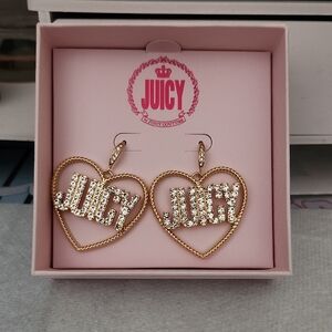 Juicy Couture Gold Heart Earrings with Sparkling Accents